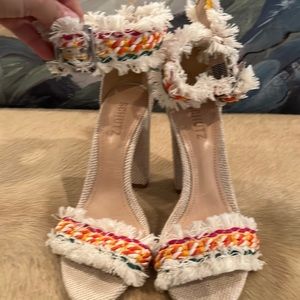 Schutz Tan / multi color thick heel size 7.5
